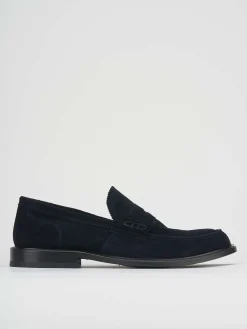 Mocassino blu camoscio