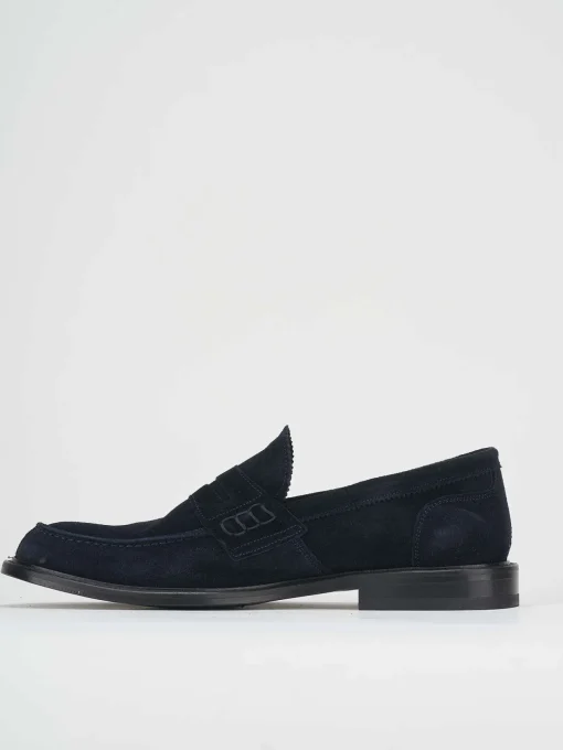 Mocassino blu camoscio