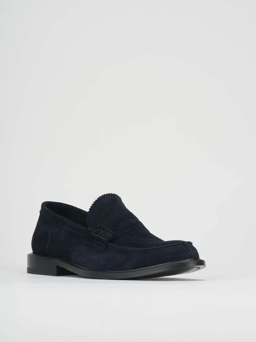 Mocassino blu camoscio