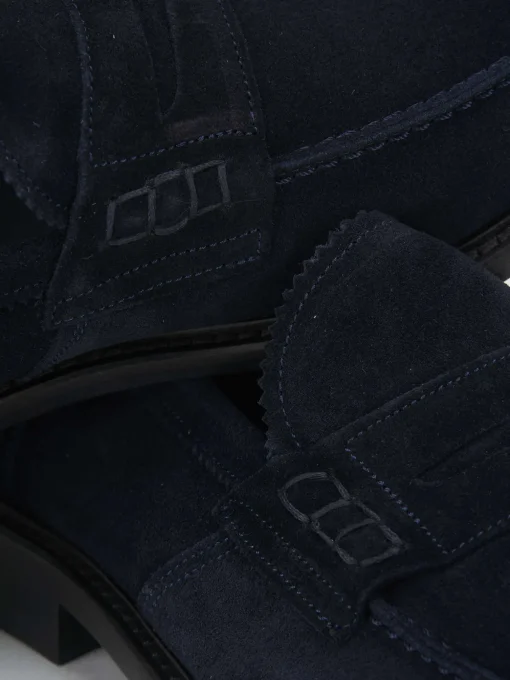Mocassino blu camoscio