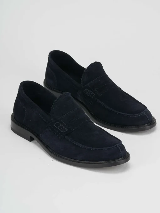 Mocassino blu camoscio