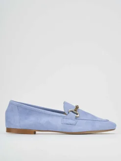 Mocassino azzurro camoscio