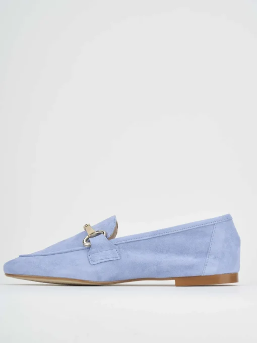 Mocassino azzurro camoscio