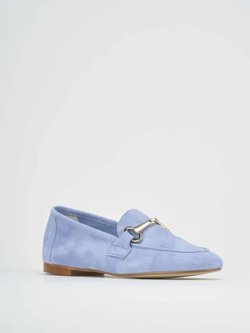 Mocassino azzurro camoscio