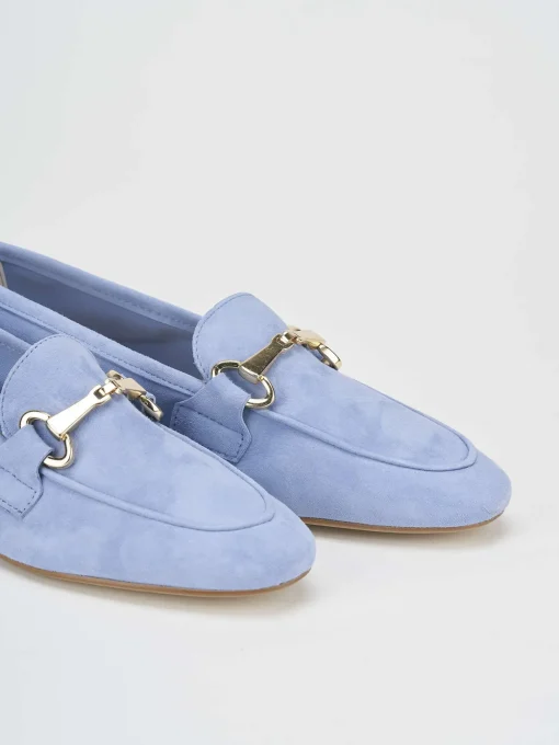 Mocassino azzurro camoscio