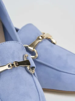 Mocassino azzurro camoscio