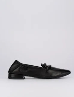 Mocassino ballerina tacco 1 cm nero pelle
