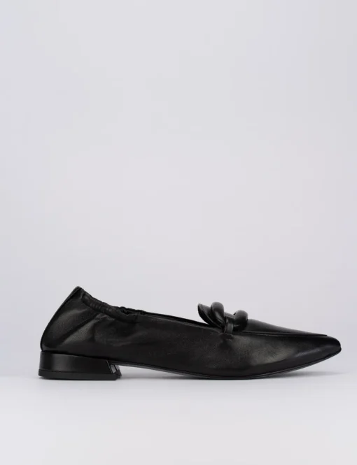 Mocassino ballerina tacco 1 cm nero pelle