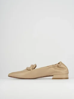 Mocassino ballerina tacco 1 cm beige pelle