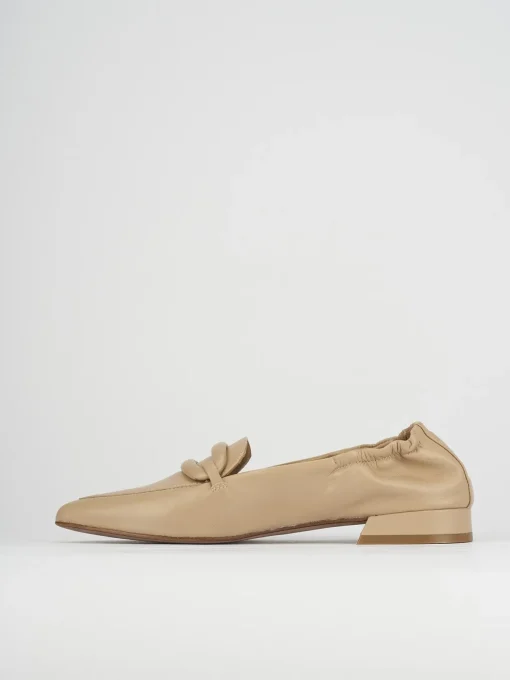Mocassino ballerina tacco 1 cm beige pelle