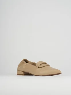 Mocassino ballerina tacco 1 cm beige pelle