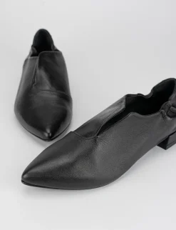 Mocassino ballerina tacco 1 cm nero pelle
