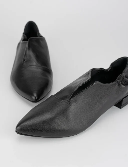 Mocassino ballerina tacco 1 cm nero pelle