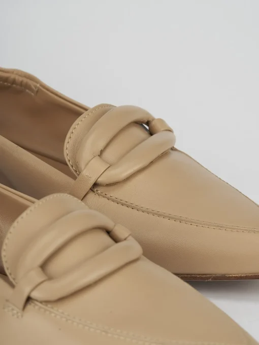 Mocassino ballerina tacco 1 cm beige pelle