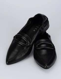 Mocassino ballerina tacco 1 cm nero pelle