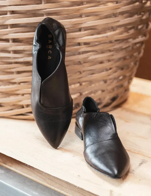 Mocassino ballerina tacco 1 cm nero pelle