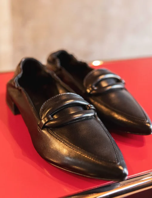 Mocassino ballerina tacco 1 cm nero pelle