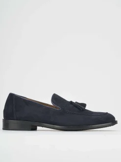 Mocassino blu camoscio