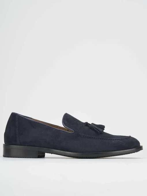 Mocassino blu camoscio