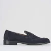 Mocassino blu camoscio