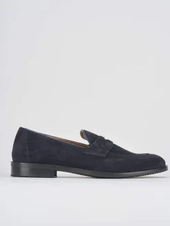 Mocassino blu camoscio