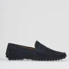Mocassino blu camoscio