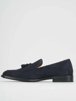 Mocassino blu camoscio
