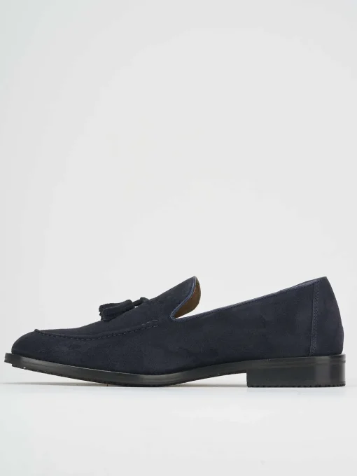 Mocassino blu camoscio