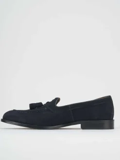 Mocassino blu camoscio