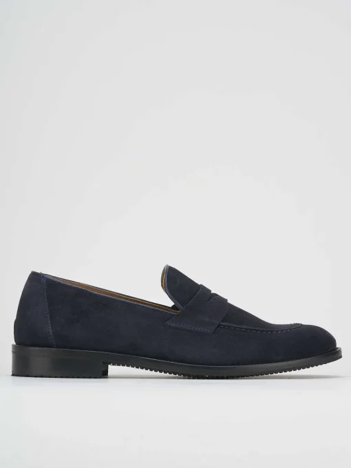 Mocassino blu camoscio