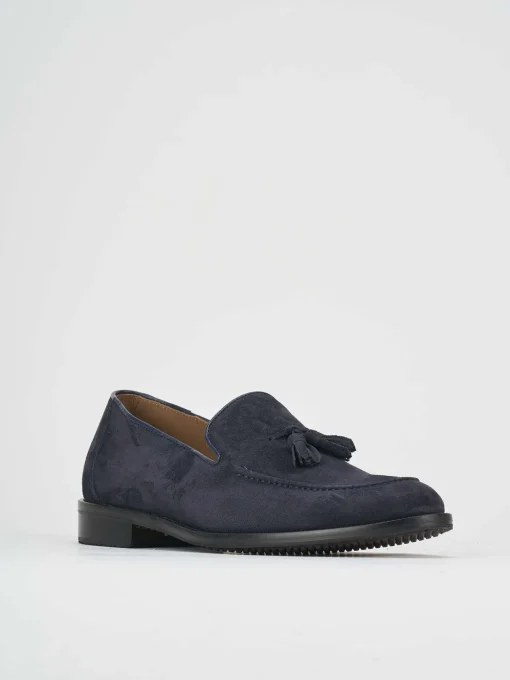 Mocassino blu camoscio
