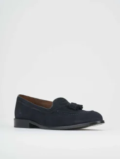 Mocassino blu camoscio