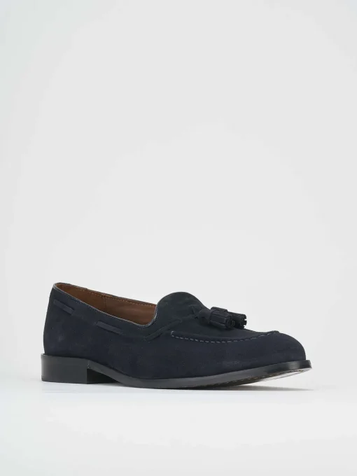 Mocassino blu camoscio