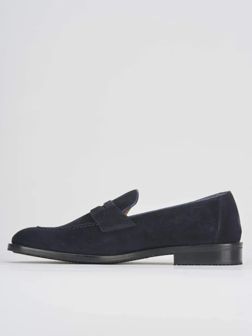 Mocassino blu camoscio