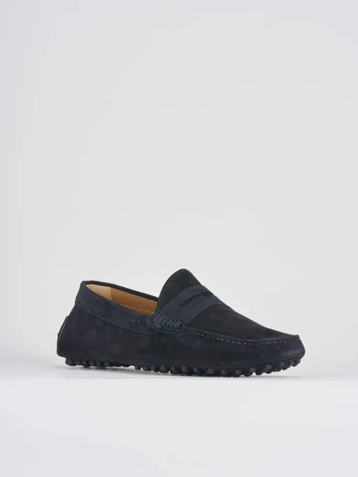 Mocassino blu camoscio