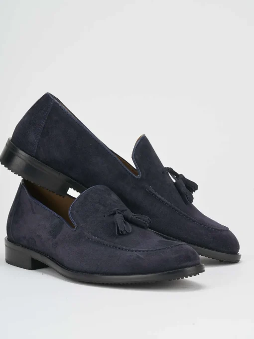 Mocassino blu camoscio