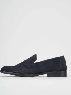 Mocassino blu camoscio