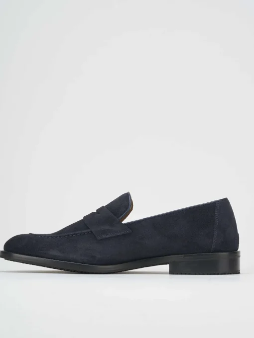 Mocassino blu camoscio