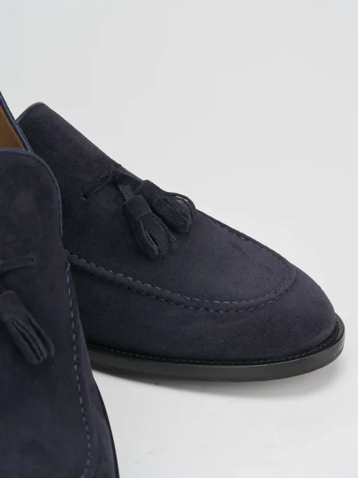 Mocassino blu camoscio