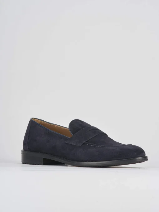 Mocassino blu camoscio