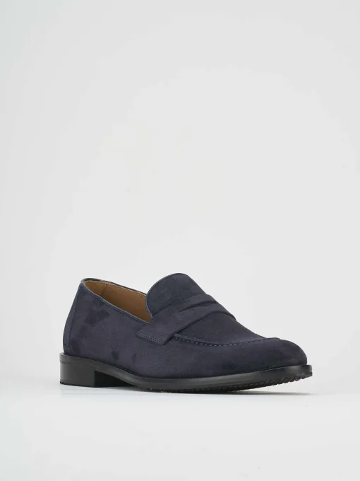 Mocassino blu camoscio