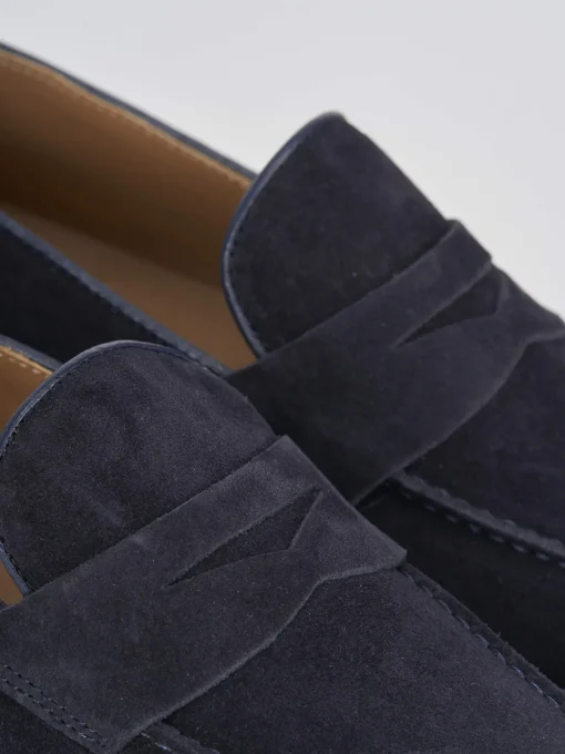 Mocassino blu camoscio