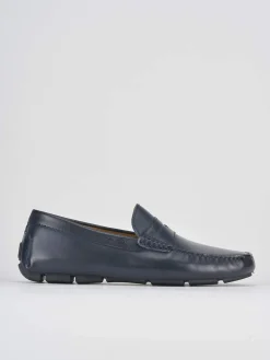 Mocassino blu pelle