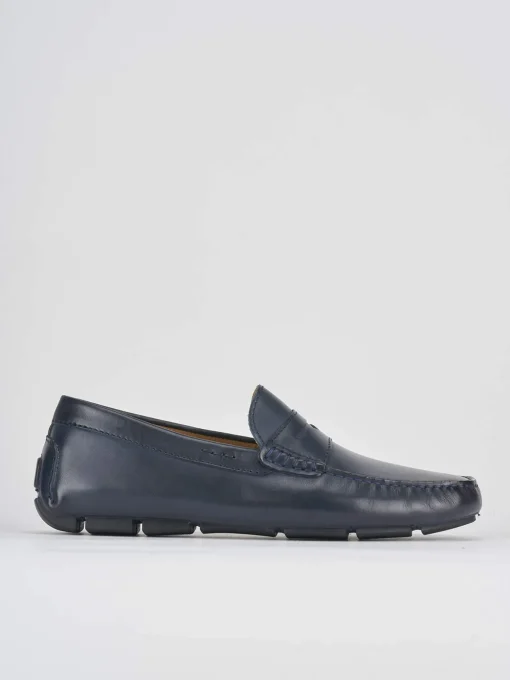 Mocassino blu pelle