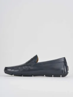 Mocassino blu pelle