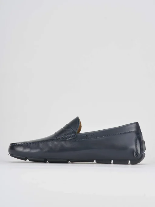 Mocassino blu pelle