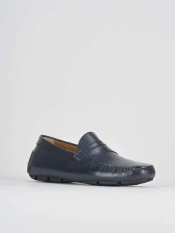 Mocassino blu pelle