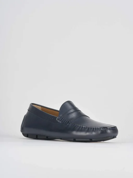 Mocassino blu pelle