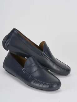 Mocassino blu pelle