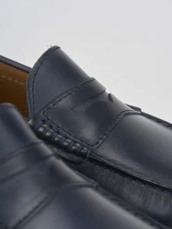 Mocassino blu pelle